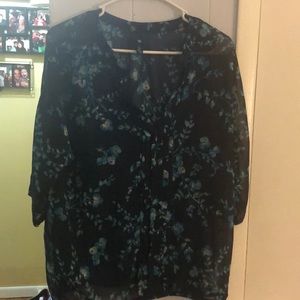Gap- flour see-through shirt 3/4 sleeve size lg